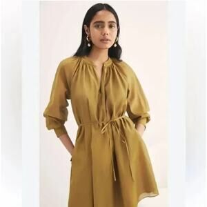 NEW! Rebecca Taylor Longsleeve Shirtdress in GOLDEN OLIVE (S)